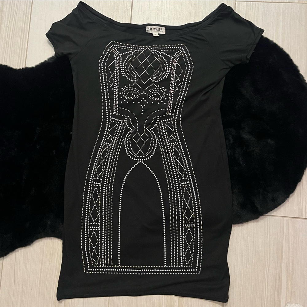 Black Embellished off the shoulder dress